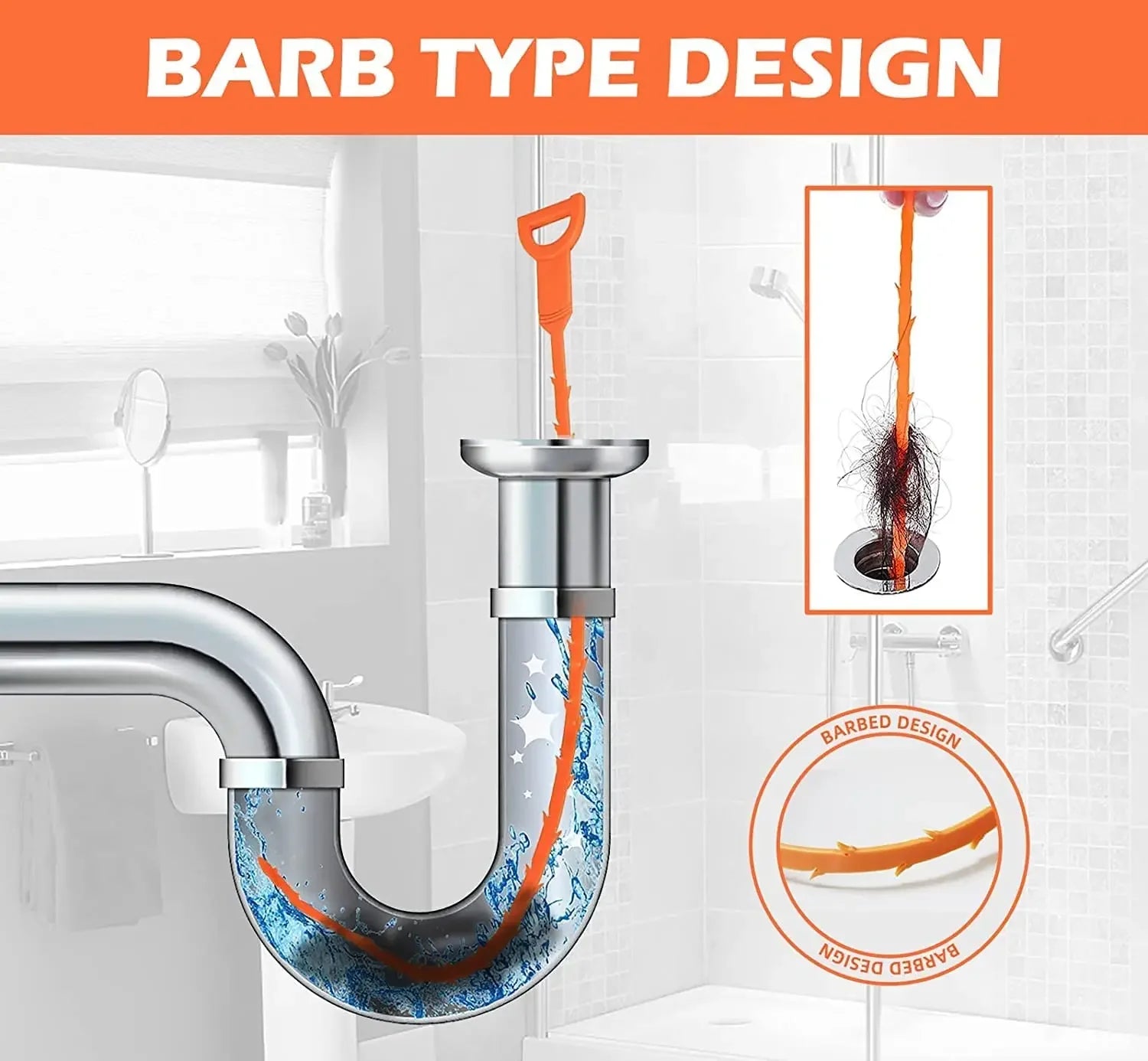 Pipe Dredging Brush Bathroom Hair Sewer Sink Cleaning Pipe Dredger Drain Cleaner Hook Dredging Floor Hair Remover Toilet Tool