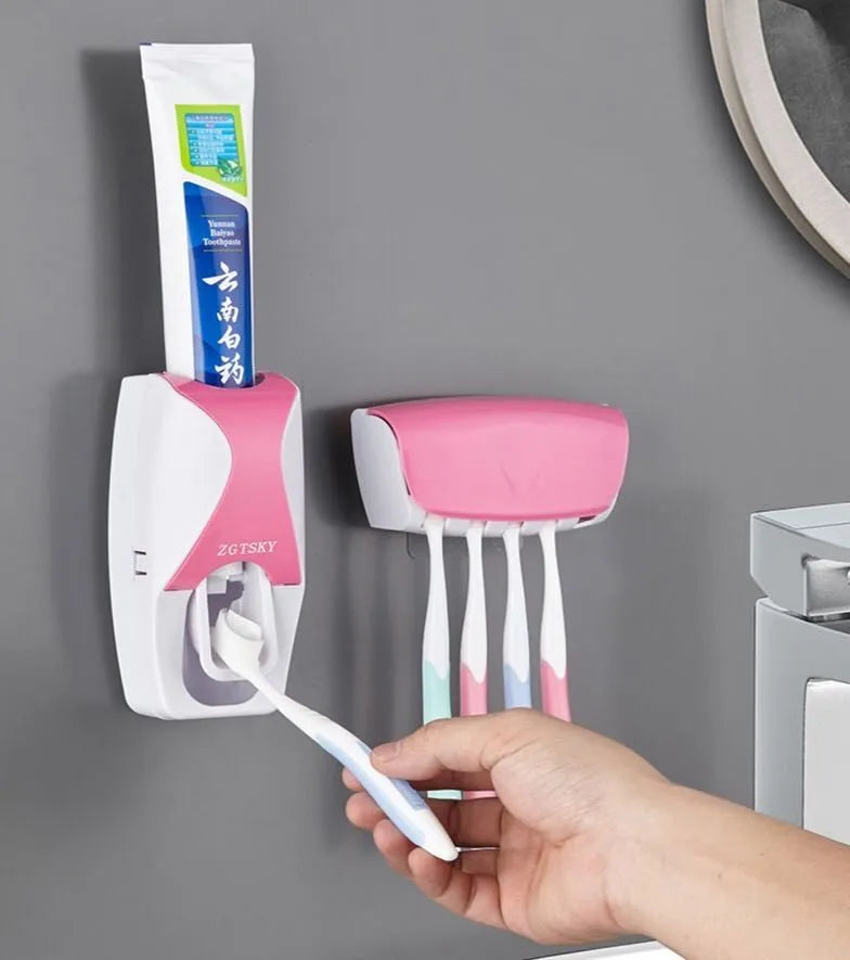 Fully Automatic Toothpaste Dispenser Hole Punched Toothbrush Toothpaste Storage Shelf Wall Hangers Bathroom Accessories